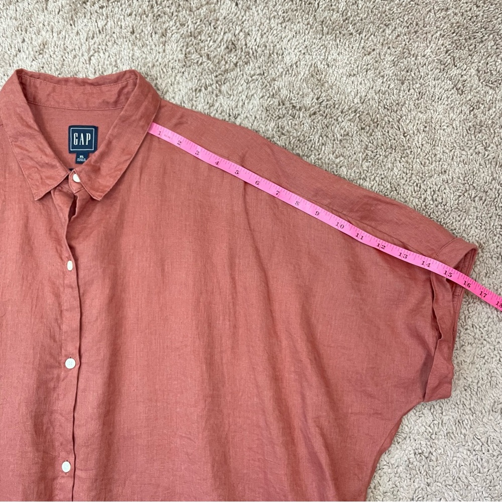 Gap Short Sleeve Dolman Linen Shirt Women’s Collared Boxy Button Front Top in XL - Picture 12 of 15
